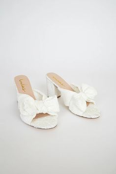 Cute Ivory Sandals - White High Heel Sandals - Bow Sandals - Lulus Hoco Heels, Hoco Shoes, White High Heel Sandals, Ivory Sandals, White High Heels, Bridal Heels, Bridesmaid Shoes, Cute Heels