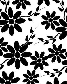 black and white flowers on a white background