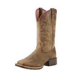 Ariat Ladies Hybrid Rancher Square Toe Distressed Brown Boots Work the land? The Ariat Ladies Hybrid Rancher Square Toe Distressed Brown Cowboy Boots are the boots for you. These attractive boots feature a classic Western styling and performance technology to you comfortable through the day. Outstanding Everyday Support and Comfort: Ariat's(R) entry-level technology, Four Layer Rebound (4LR™), cushions and stabilizes the foot for all-day comfort and performance. Features: Premium full-grain leat Cow Boy Boots, Distressed Brown Boots, Boy Boots, Brown Cowgirl Boots, Classic Black Boots, Square Toe Western Boots, Brown Cowboy Boots, Leather Work Boots, Wedding Boots