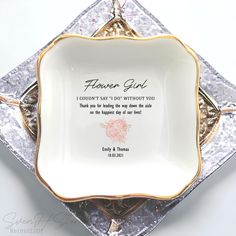 a white and gold plate with a poem on it