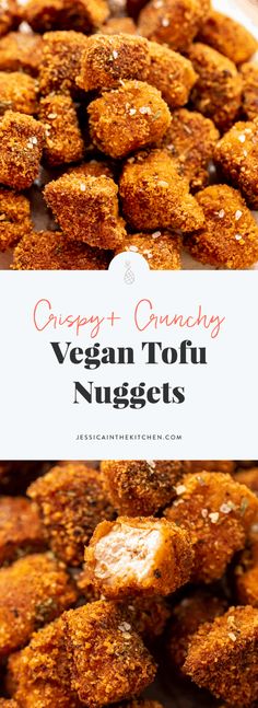 vegan tofu nuggets with text overlay