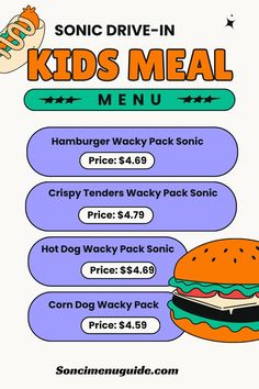 sonic wacky pack kids meal Kids Meal, Corn Dog, Corn Dogs, Kids Meals, Hot Dogs