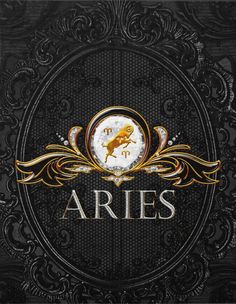 the aris logo is shown in gold and black with an ornate frame around it