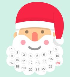 a calendar with santa claus's face and the words, countdown to christmas on it