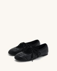 Erika Topstitching lace-up ballet Flats- Black - JW PEI Lace Up Ballet Flats, Jw Pei, Black Ballerina, Ballerina Style, Street Shoes, Cute Sneakers, Black Ballet Flats, Swag Shoes, Mary Jane Flats