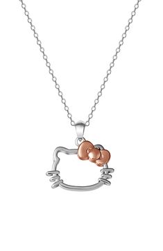 An iconic silhouette shines in polished sterling silver with glittering crystals on a charming chain bracelet. 18" length Sterling silver Imported Hello Kitty Sterling Silver Necklace, Shop Hello Kitty, Cat Pendants, Chain Bracelet, Womens Jewelry Necklace, Nordstrom Rack, Jewelry Necklace Pendant, Two Tone, Hello Kitty