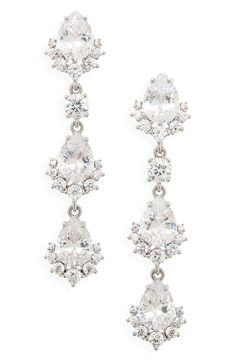 Nordstrom Imitation Cubic Zirconia Linear Drop Earrings | Nordstrom Small Drop Earrings, Freshwater Pearl Drop Earrings, Front Back Earrings, Wedding Earrings Drop, Bride Earrings, Link Earrings, Statement Drop Earrings, Heart Drop Earrings, Hippie Jewelry