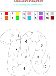 the snake color by number worksheet for kids