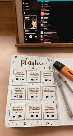 Aesthetic Things To Do In Your Notebook, Things To Put In My Notebook, Ruled Diary Ideas, Notebook Ideas Aesthetic Drawing, Playlist Diary Ideas, My Life As A Playlist Journal, Jornal Idea Aesthetics 2023, Spotify Playlist Journal Ideas, Songs In Journal