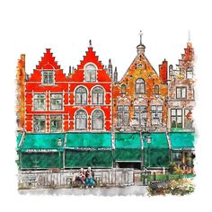 an image of some buildings that are painted in watercolor