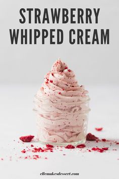 strawberry whipped cream in a glass jar with the text overlay