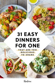 31 Easy Dinners for One That Are Too Delicious to Share Cooking For One Person Easy Meals, Small Dinners For One, Meals For One Recipes, Meals For Single Men, One Person College Meals, Roast For One Person, Individual Meal Ideas, Simple Single Serve Meals, Easy Dinner For Single Person