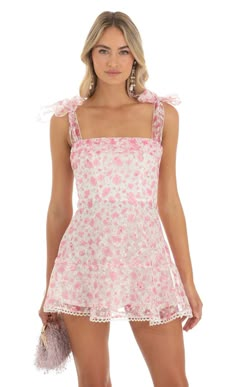 Pink Floral Mini Dress, Bat Mitzvah Dresses, Check Blouse, Pink And White Dress, Lucy In The Sky, Pink Floral Dress