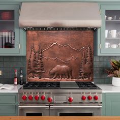 a stove top oven sitting inside of a kitchen