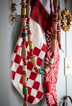 a christmas stocking hanging on the wall