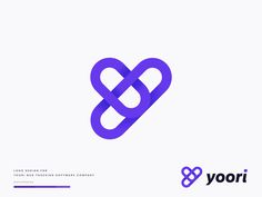 the logo for yori is an interlocked heart with two intersecting links in purple