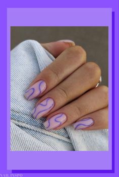 Violet Nails, Purple Nail Art, Lilac Nails, Retro Nails, Wow Nails, Simple Gel Nails, Lines On Nails, Purple Nail