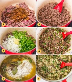 step by step instructions on how to make meat and rice casserole in a pot