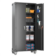 Color:Black Size:16.5"D x 31.5"W x 72"H Special Feature:Heavy-Duty,Lockable, Wheeled Features: 2024 New Upgrade:Metal Cabinet has lots of room to organize your belongings.In order to meet customer storage requirements, the newly upgraded metal cabinet in 2024 comes with Pegboard(Including 4 hooks Easy to move: 4 detachable rubber casters for easy mobility,It comes with four bottom corner protector for maximum security.We use heavy duty rubber wheels which provides full protection for all surface Cabinet For Garage, Black Storage Cabinet, Garage Lockers, Kitchen Shelving Units, Metal Garage Storage Cabinets, Cabinet With Wheels, Garage Storage Cabinet, Locking Storage Cabinet, Metal Storage Cabinet