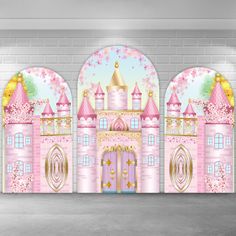 Pink  Princess Castle Chiara Wall Arch Backdrop Cover