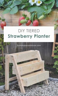 the diy tiered strawberry planter is made out of wood