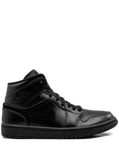 Jordan Air 1 Mid, Air Jordan 1 Mid Black, Jordan 1 Sneakers, Jordan Mid, Jordan Air, Triple Black, Air Jordan 1 Mid, Jordan 1 Mid, Black Sneakers