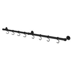 a black coat rack with five hooks on it