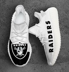 Time Raiders, Custom Yeezy, Raiders Logo, Shoes Yeezy, Football Stuff, Custom Fans, Yeezy Shoes