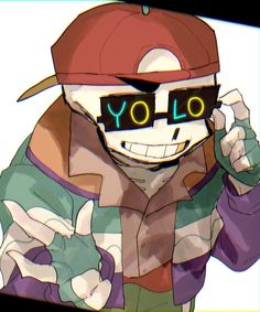 an animated image of a guy with glasses on his face and the word yolo in front of him