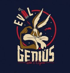 the evil genius logo is shown on a dark blue background with an orange and white bird