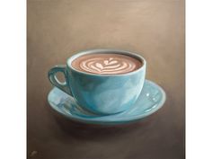 a painting of a cup of coffee on a saucer