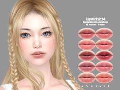 The Sims Resource - Lipstick A124 Sims 4 Makeup, Skin Details, Sims Games, Los Sims, Body Features