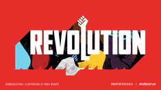 the words revolution on a red background