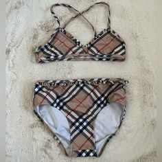 Girls Burberry Bathing Suit Size Girls 10 Burberry Bathing Suit, Burberry Swim, Burberry Black, Kids Swimming, Black Tan, Black And Tan, Bathing Suit, Bathing Suits, Burberry