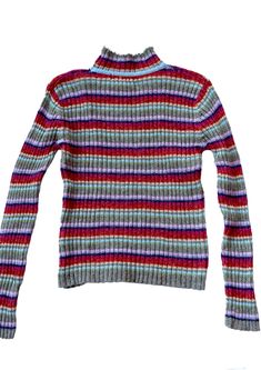 Description: Brand: Greag American Sweater Company Materials: 55% Rame; 45% Cotton Size: Women's Medium Funky Autumn Outfits, Striped Sweater Outfit Aesthetic, Weasley Sweater, Striped Sweater Outfit, American Sweater, 80s Clothes, Striped Turtleneck Sweater, Thrifted Clothing, 90s Sweater