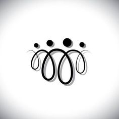 an abstract black and white logo with three circles in the middle, on a gray background