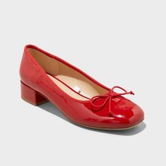 Women's Joy Ballet Pumps - A New Day™ Red 11 Red Ballet Heels, Red Ballet Pumps, Steve Madden Red Ballet Flats, Red Pumps Outfit, Red Ballerinas, Valentines Dinner, Pumps Outfit, Red Ballet Flats, Ballet Heels