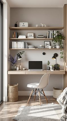 Tiny Bedroom Decor Ideas For Tiny Bedrooms, Tiny Bedroom Decor Ideas, Desk Area In Bedroom, Tiny Bedroom Decor, Floating Desk Ideas, Floating Wall Desk, Organized Bedroom, Tiny Bedrooms, Floating Desk