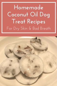 homemade coconut oil dog treat recipe for dry skin and bad breath on a white plate