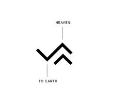 the logo for heaven to earth, which has two intersecting lines and an arrow on it