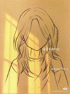 a drawing of a woman's face with long hair and eyes closed in the sunlight