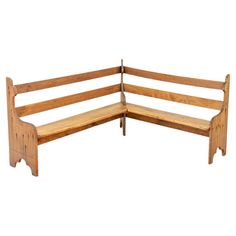 a wooden bench sitting on top of a white background