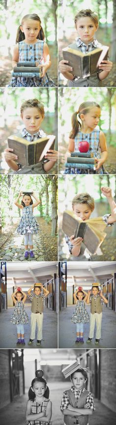 a series of photos showing different stages of the same child's life