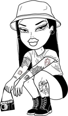 Brats Doll Drawing Outline, Brats Doll Coloring Pages, Baddie Coloring Pages Aesthetic, Bratz Coloring Pages Free Printable, Bratz Doll Coloring Pages, Baddie Coloring Pages Printable, Coloring Pages Bratz, Brats Tattoo