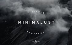 the title for minimalist typeface is shown in black and white with clouds surrounding it