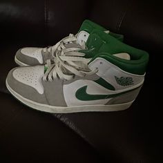 The Jordan 1, Which Is A Size 12 Us, Has Been Used A Amount Of Times. Jordan Green, Air Jordan 1 Mid Se, Shoes Air, Air Jordan 1 Mid, Jordan 1 Mid, Jordans For Men, Air Jordan 1, Jordan Shoes, Mens Shoes Sneakers