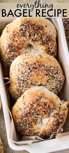 everything bagel recipe in a baking pan with text overlay