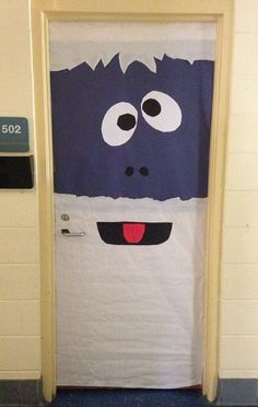 a door decorated to look like a monster