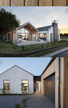 this modern house is made out of wood and brick