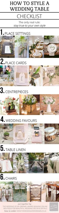 a table setting guide for a wedding